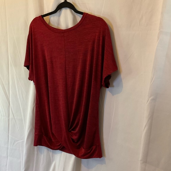 APT 9 Women’s Red Heathered Short Sleeve Top With Side Knot Size LARGE - Picture 6 of 10